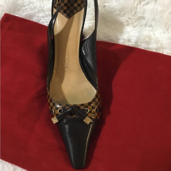 Louis Vuitton Black and Brown Checkered Heels - Picture 8 of 15